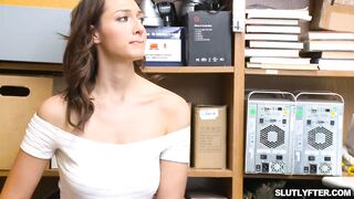 White brunette teen gets laid over the desk by the LP Officer