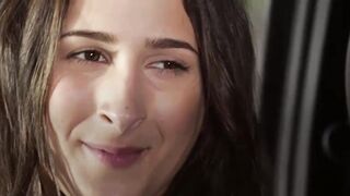 Valuable-Looking brunette, Ashley Adams is kneeling on the floor and waiting for her well deserved cumshot