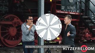 German milf with golden-haired hair is using her deep throat and wet cunt to please boyz