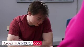 NaughtyAmerica: Big Tit Professor Sara Jay Helps Student Bang For The first Time On PornHD - HD porn movie scene - PornHD