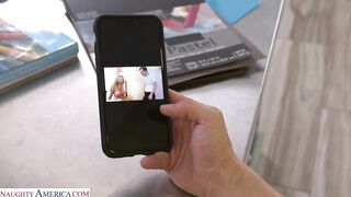 Curvaceous brunette with big breasts is screwing a lustful guy in the kitchen, during the day