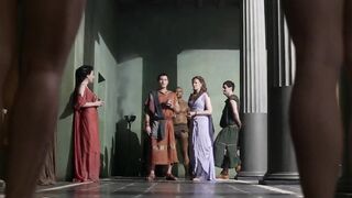 Teen slave first time compulsory drilled by master and gladiator