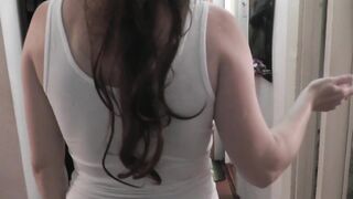 Plumber bangs wife when husband away. Russian slut. Creampie closeup pussy