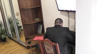 Office secretary. Boss bangs secretary and cumshot. Office camera