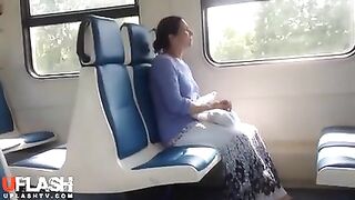 Dickflash for Older Woman on Train
