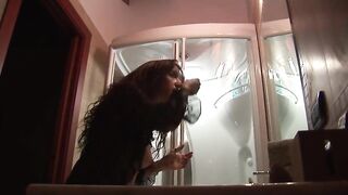 Insatiable mature brunette in erotic, black stockings is moaning while getting fucked from the back