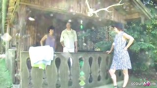 German matures are having a steamy, ffm 3some with a chap they have just met