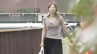 Asian milf felt what is no panties sharking on her cunt