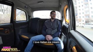 Female Fake Taxi Female driver takes passengers cum in her mouth