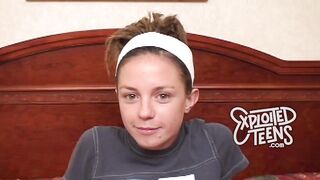 Slutty teen brunette with curly twat is about to get stuffed with a punk hard penis