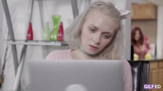 Andi James is a big titted milf with red hair, who likes sex in the kitchen