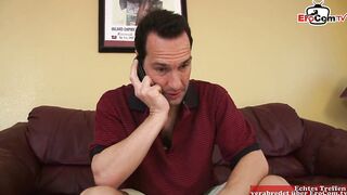 Overweight housewife in Nylons gets a cumshot on her natural tits