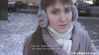 TRICKY AGENT - Fucked right into an asshole with her bf downstairs