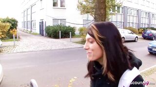 German brunette is having sex with a random stranger, instead of studying for exams, at home