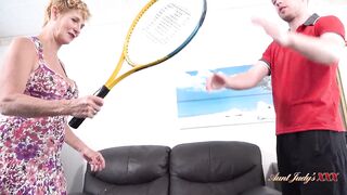 AuntJudysXXX - Busty 57yo Molly Bangs her Tennis Instructor