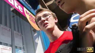 HUNT4K. Nerdy cuckold watches girlfriend fucked by pumped up stranger