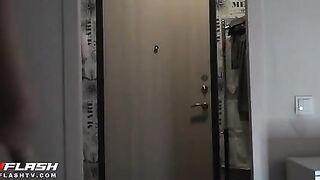 Skinny Teen Exposed Pizza Delivery Flash