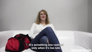 Czech golden-haired with bushy hair, Dana went to a porn movie casting to get drilled hard