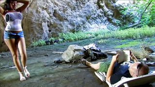 Great looking, French brunette with big, firm boobs is squirting during the time that having casual anal-act of love