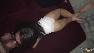 Leaking soaked cunt makes him cum in 4 minutes but this stud keeps fucking me