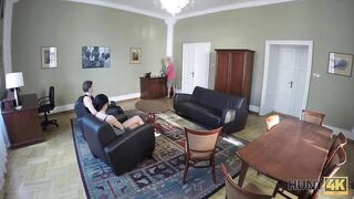 HUNT4K. Beautiful brunette screwed by stranger to earn cash for ring