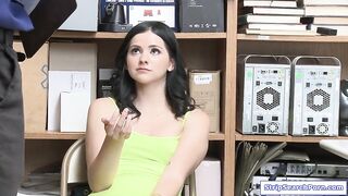 Gorgeous teen brunette was caught shoplifting, so she ended up screwed by a security guard