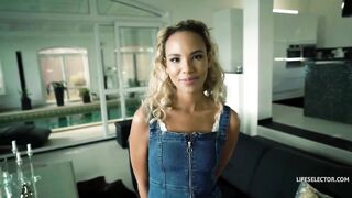 Glamorous, Ebony playgirl with golden-haired hair, Romy Indy is enjoying while getting screwed in many positions