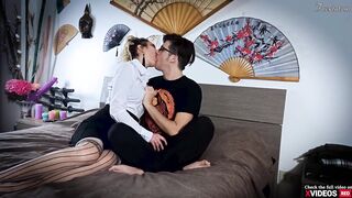 A very concupiscent 45-year-old COUGAR MILF greedy for wang explains to a barely legal 18 yo nerdy loser boy that he must learn to fuck or this man will die virgin.