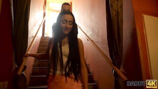 DADDY4K. Old dude manages to entice sons hawt girlfriend in empty bar