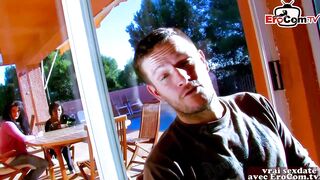 French ebony teens at amateur outdoor 3-some ffm