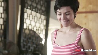 Cadey Mercury is a beautiful brunette who likes to get fresh cum all over her face