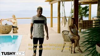 TUSHY Teen on Vacation Gapes for Bartender during the time that Parents are away