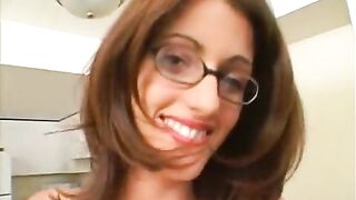 Cute Brunette hair with Glasses double penetration'ed