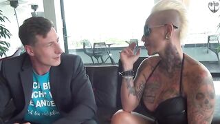 Tattooed golden-haired older, Kitty Core is rubbing her clit while getting fucked from the back