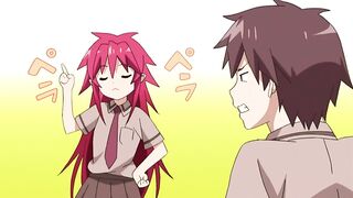 Cartoon chick with red hair, Itadaki Sekei is sucking weenies and getting doublefucked all day long