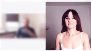 Student teases a teacher whilst the zoom confirence. Real emotions