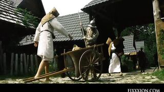 Blindfolded bald guy is banging Kira Queen in the middle of the night, in her house