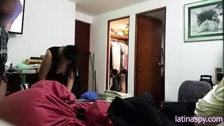 Stroking in front of Maid, then grabbing her biggest boobs