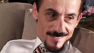 Young brunette with pigtails screws two boyz hardcore in the kitchen