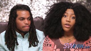 Dark couple engages in hot sex after their arrival to the swin house