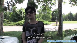 PublicAgent Short haired brunette hair backseat fucker