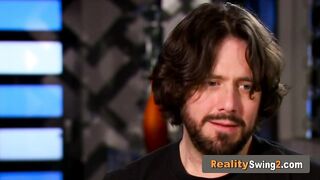 American couple is getting ready for the full swap in the Red Orgy Room