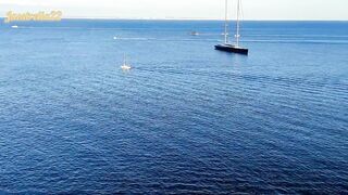 Hot meeting on the beach and beefy goo flow in public