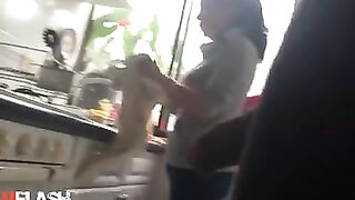 Maid Flash And Wang To Butt Touch