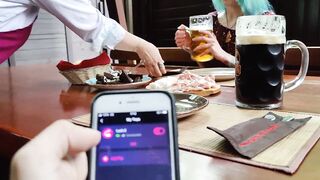 Remote orgasm control of my Stepsister in Pub!