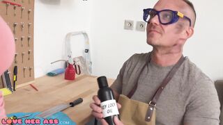 DEVIANTE - Super lascivious blonde MILF with big tits gets her chastity strap removed revealing her super moist lascivious pussy and gets fucked in her ass for anal-act of love orgasm and facial ejaculation