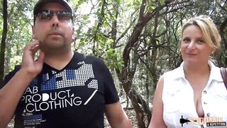 Stephanie, busty milf, in group-sex in the woods