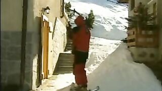 Rita Faltoyano skiing and getting screwed in the butt