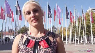 Seductive golden-haired with big bazookas, Blanche Bradburry is wearing shoes with high heels while having sex