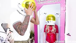 Small titted golden-haired honey, Haley Spades is wearing red, latex stockings while getting banged hard